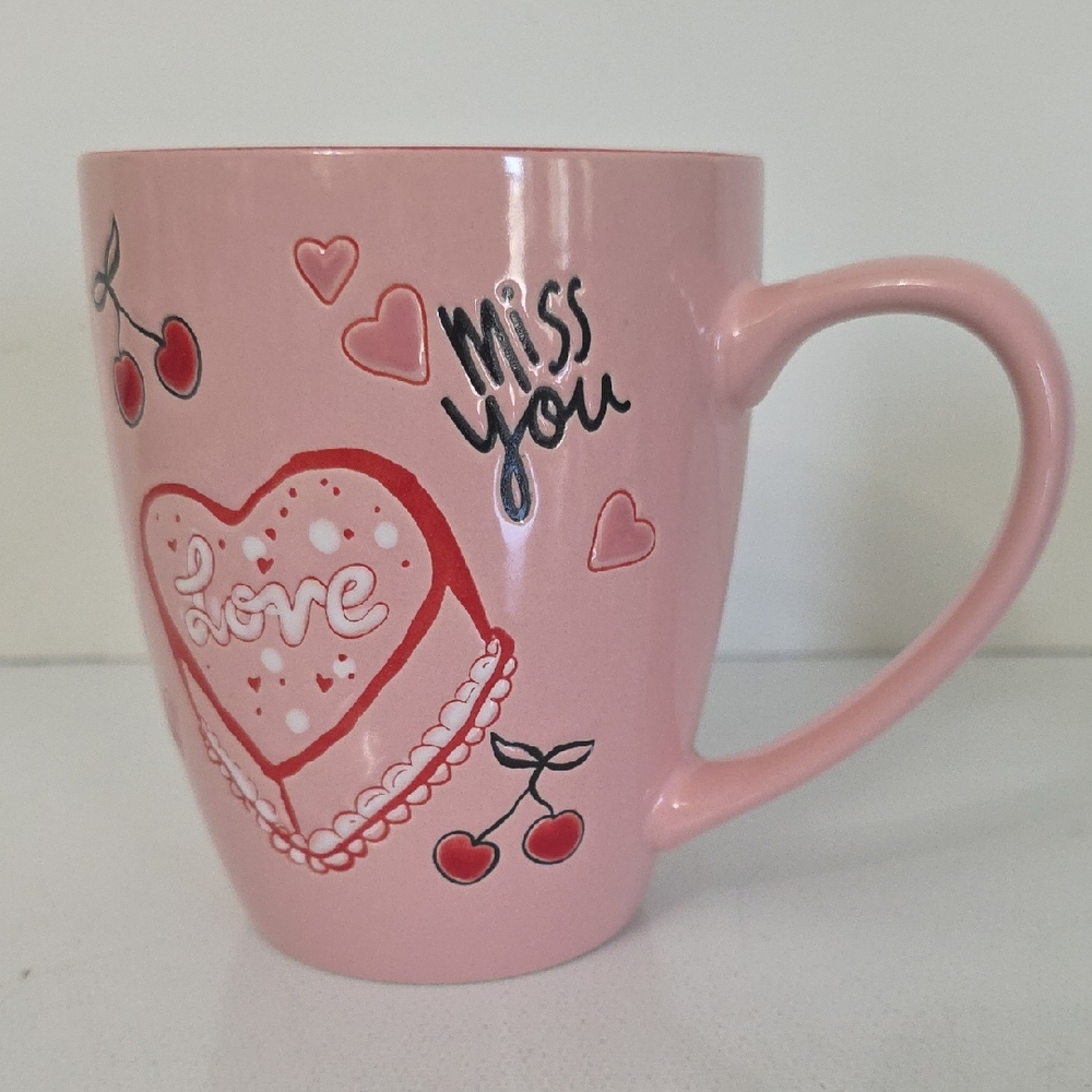 Spectrum Designz Pink 'Miss You' Heart Ceramic Mug, NWOT